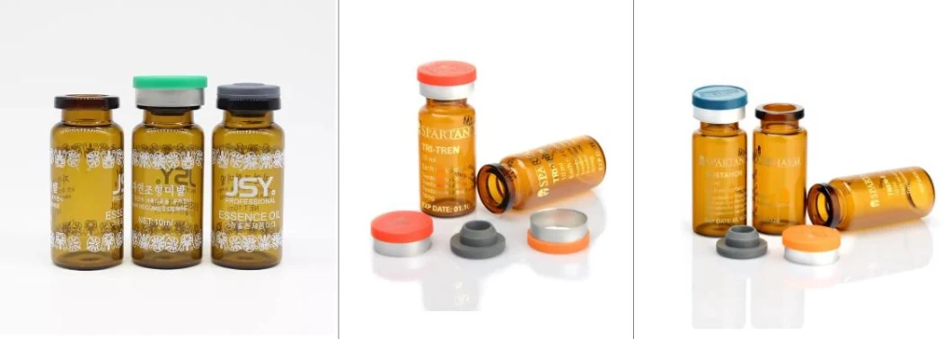 Pharmaceutical Tubular Glass Vials with Rubber Stopper Caps