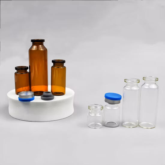 ゴム栓キャップ付き医薬品管状ガラスバイアル