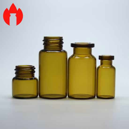 2ml 3ml 8ml 10ml 30ml 50ml 100ml 透明または琥珀色の管状ま​​たは成形医療または化粧品の小型ミニガラスボトルバイアル