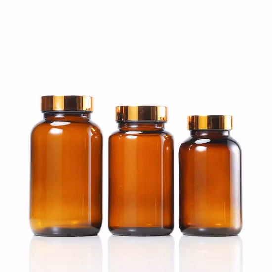 100cc の丸薬のための透明な琥珀色の錠剤の製薬ガラス カプセル ボトル
